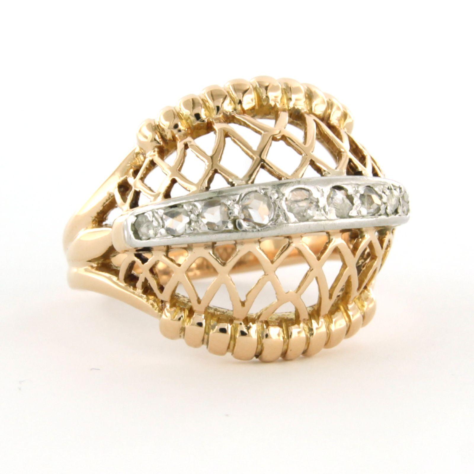 RETRO Ring mit Diamanten im Rosenschliff bis zu 0,20 Karat 18 Karat Zweifarbiges Gold im Angebot 1