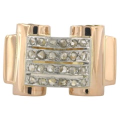 Vintage - ring with rose diamonds 18k bicolour gold 