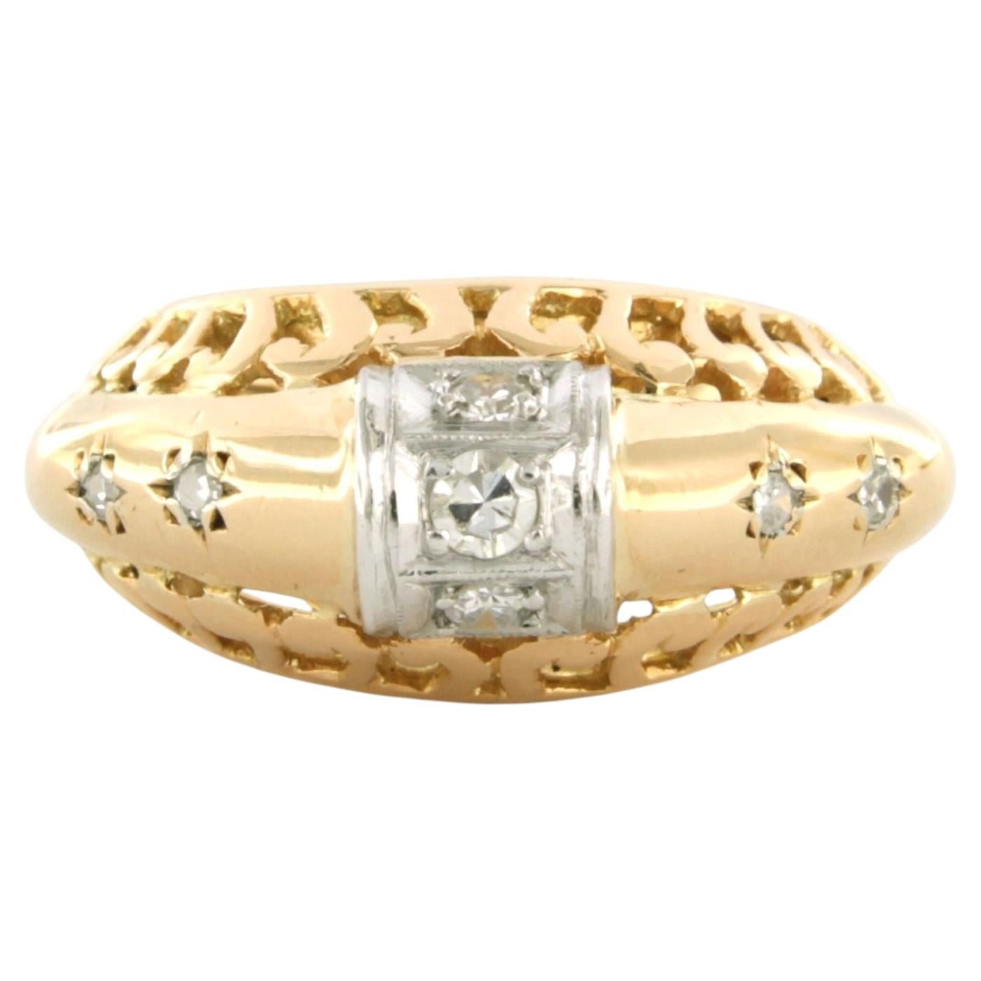 RETRO ring with single cut diamond up to 0.35ct 14k gold with platinum 7.8 grams