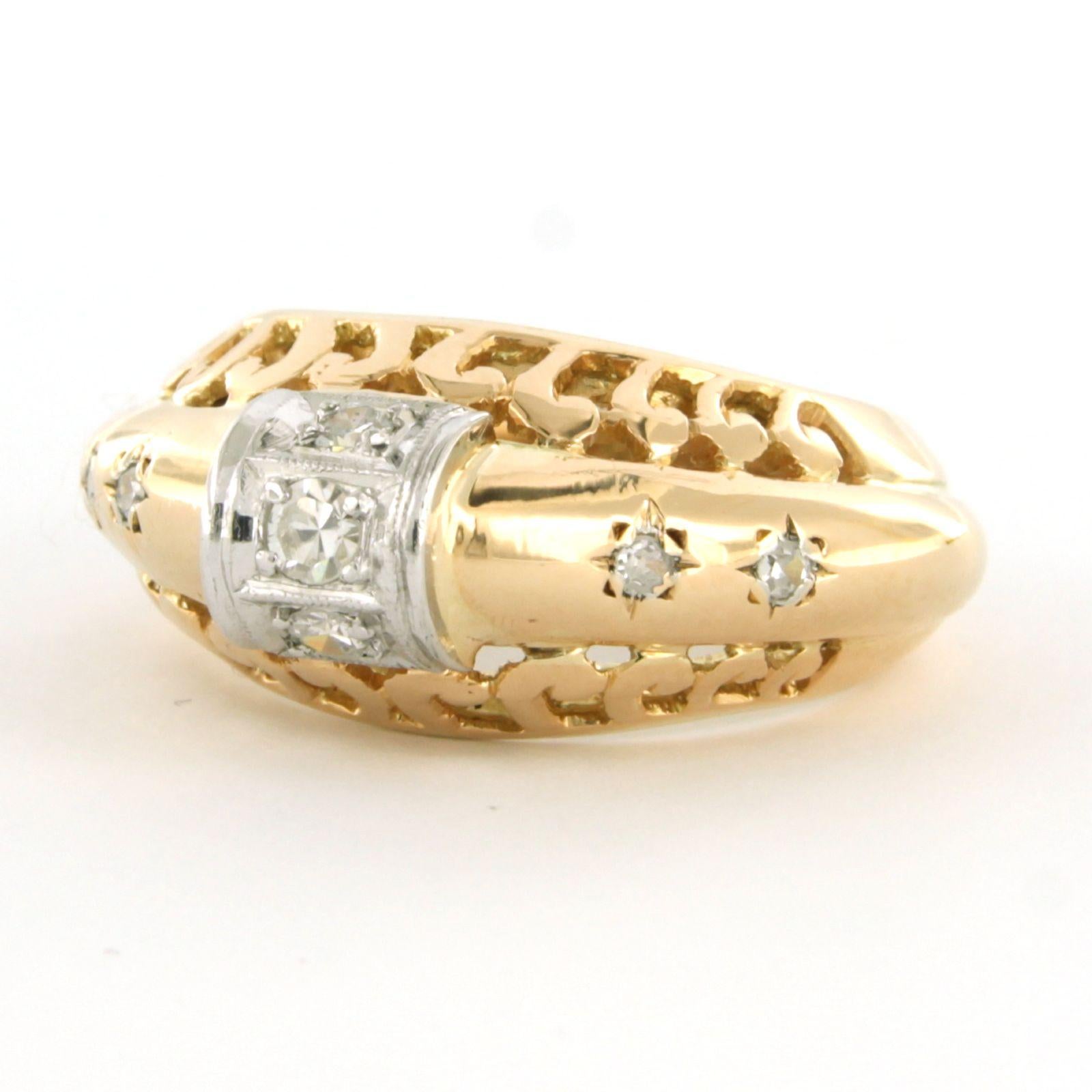 Taglio singolo Anello retrò con diamanti taglio singolo 0,35 ct in oro 14k e platino in vendita