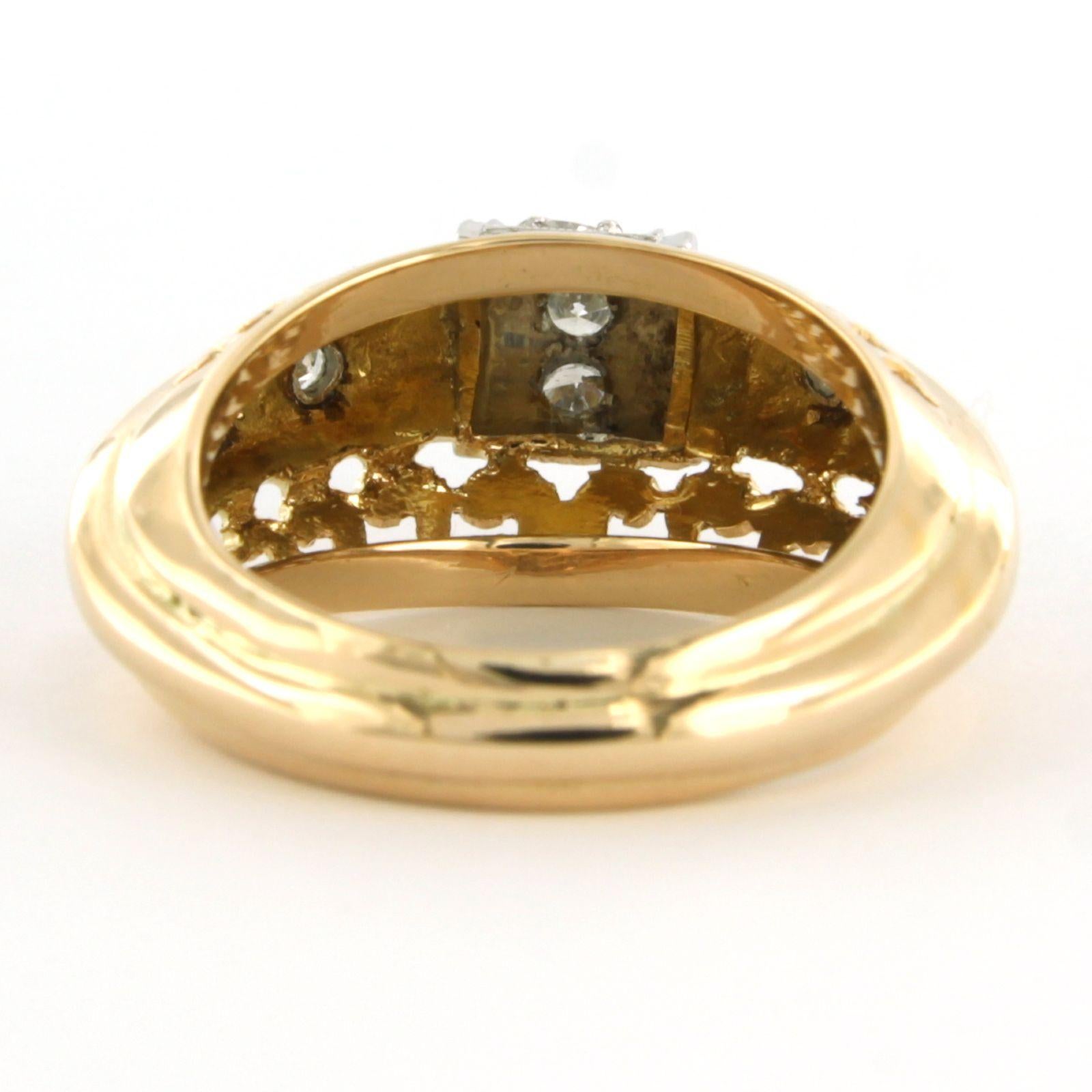 Donna Anello retrò con diamanti taglio singolo 0,35 ct in oro 14k e platino in vendita