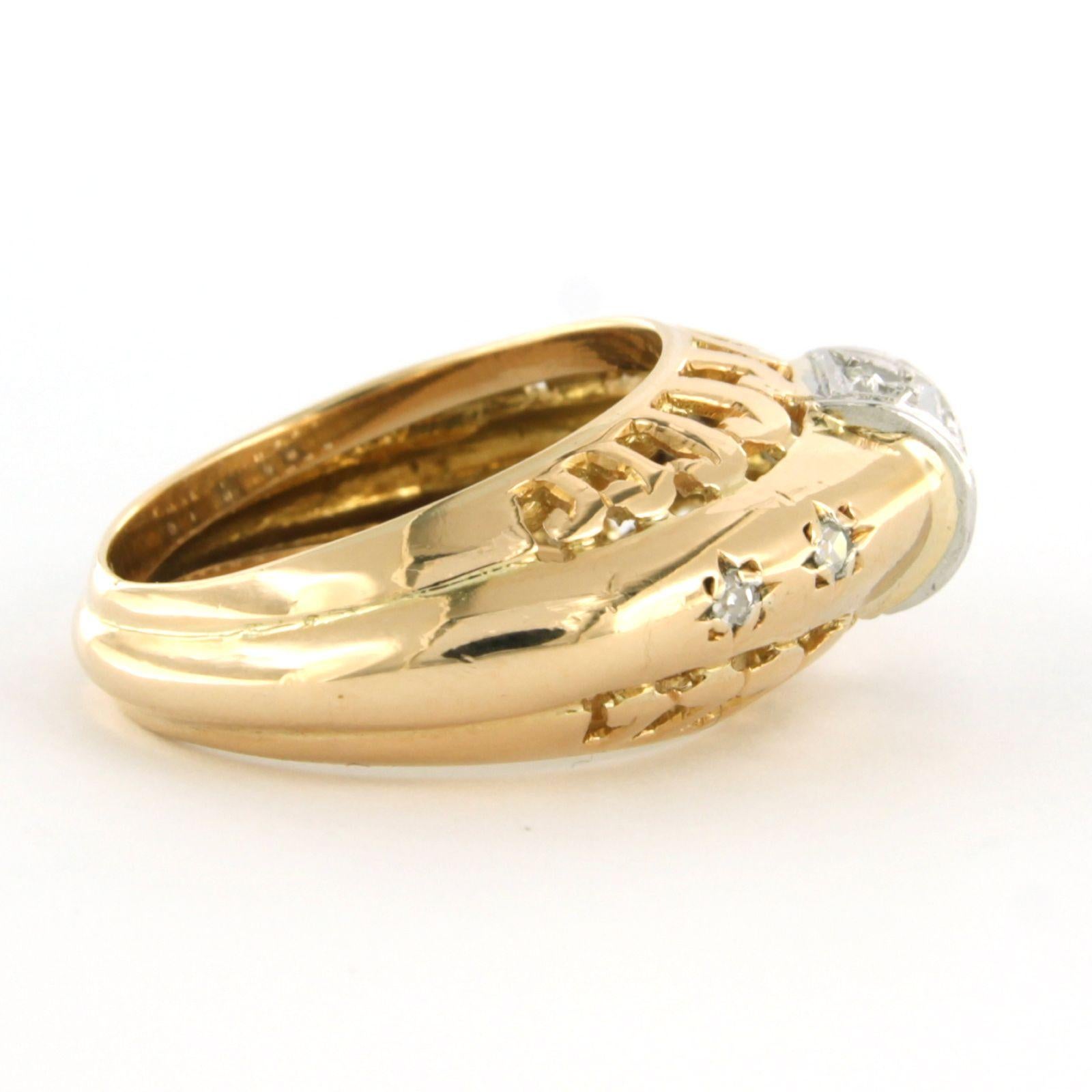 Anello retrò con diamanti taglio singolo 0,35 ct in oro 14k e platino in vendita 1