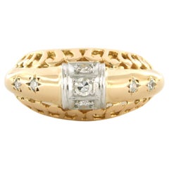 Anillo retro con diamantes talla única 0,35 ct oro 14k con platino