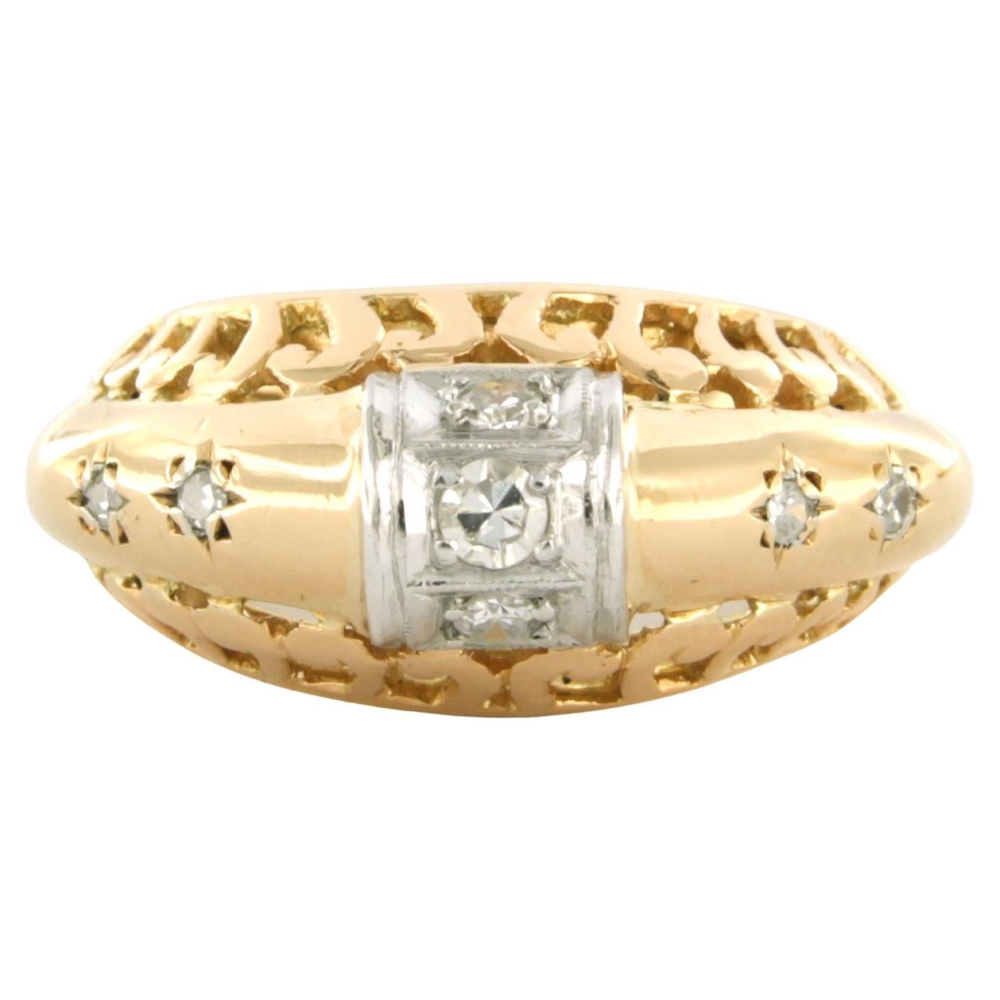 Retro ring with single cut diamonds up to 0.35ct 18k pink gold and platinum