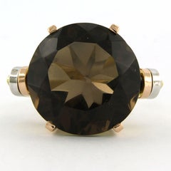 RETRO Ring with smokeu topaz 14k gold 13.2 grams