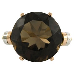 RETRO Ring with smokeu topaz 14k gold 13.2 grams