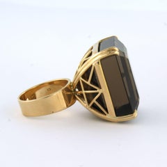 RETRO Ring mit Rauchquarz 18k Gold 24,8 Gramm