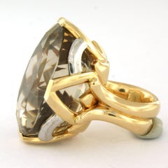 RETRO ring with smoky topaz up to 86.00ct 18k gold - 73.0 grams