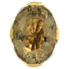RETRO ring with smoky topaz up to 86.00ct 18k gold - 73.0 grams