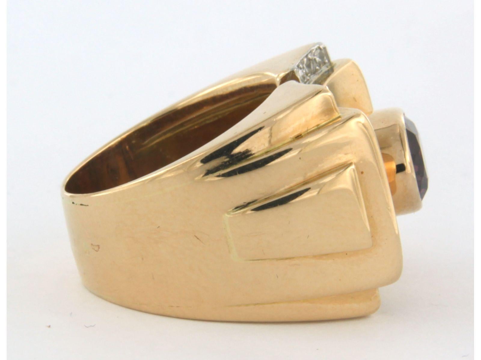 Retro RETRO ring with tourmaline, ruby and single cut diamonds up to 0.12ct 18k gold