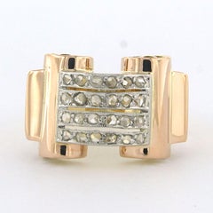 RETRO Ring wth rose cut diamonds up to 0.20ct 18k gold and platinum 8.4 grams