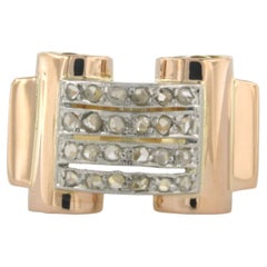 RETRO Ring wth rose cut diamonds up to 0.20ct 18k gold and platinum 8.4 grams