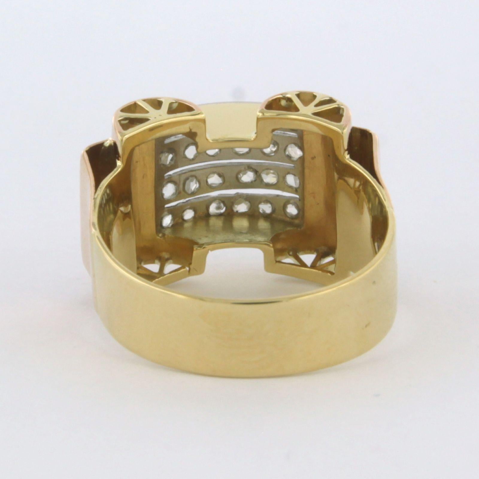 Retro RETRO Ring wth rose cut diamonds up to 0.20ct 18k gold and platinum For Sale