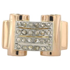 RETRO Ring mit Diamanten im Rosenschliff bis zu 0,20ct 18k Gold und Platin