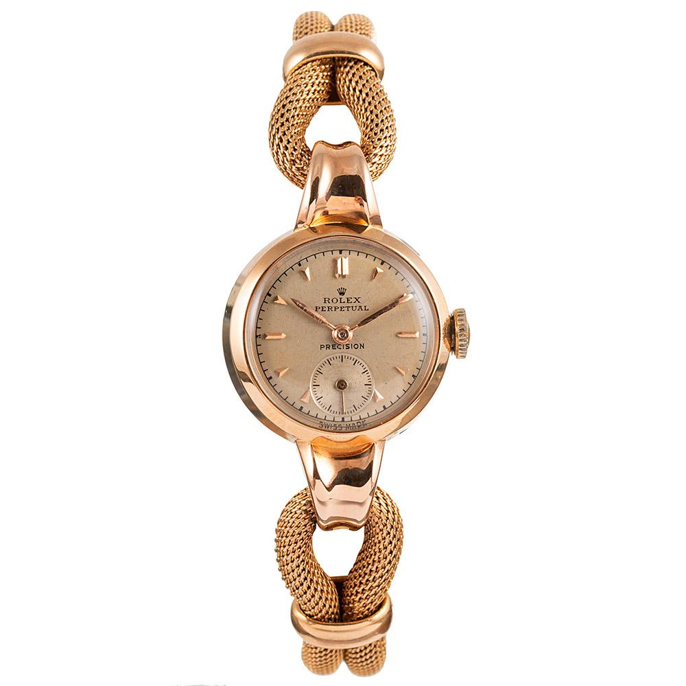 Retro Rolex Ladies Rose Gold Automatic Dress Watch