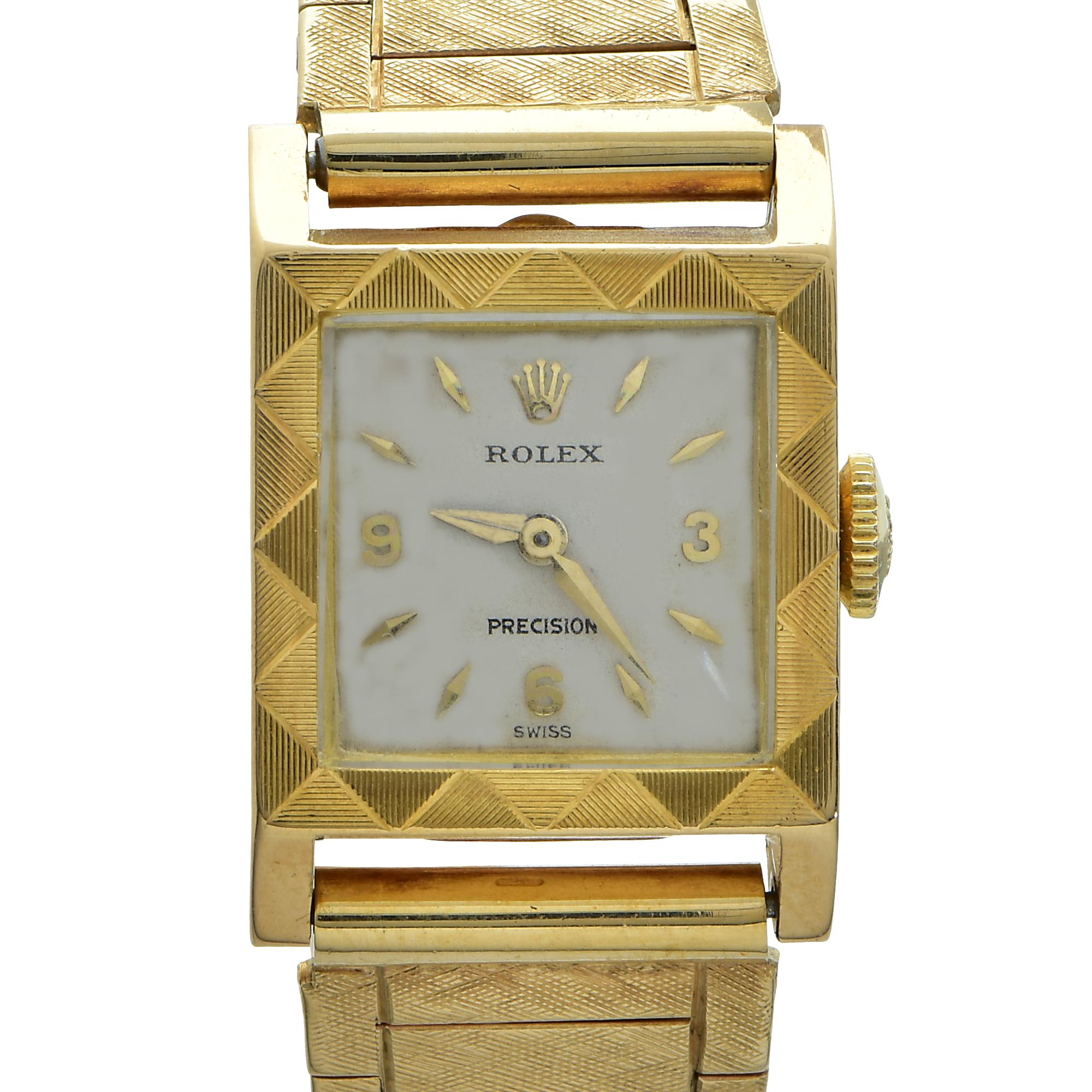 Retro Rolex Precision Yellow Gold Wristwatch