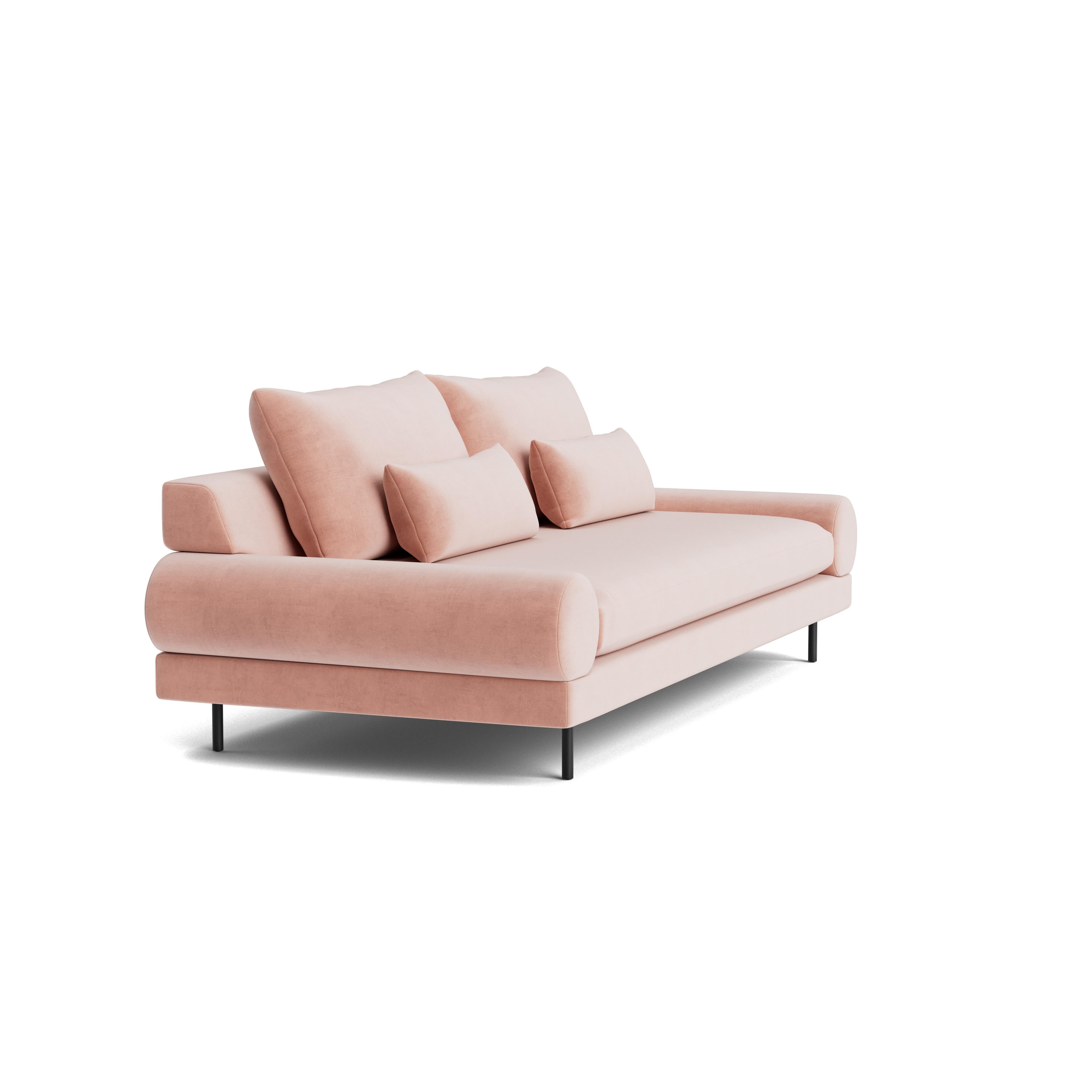 Moderno Divano Retro Roll Arm in velluto di Maharam in vendita