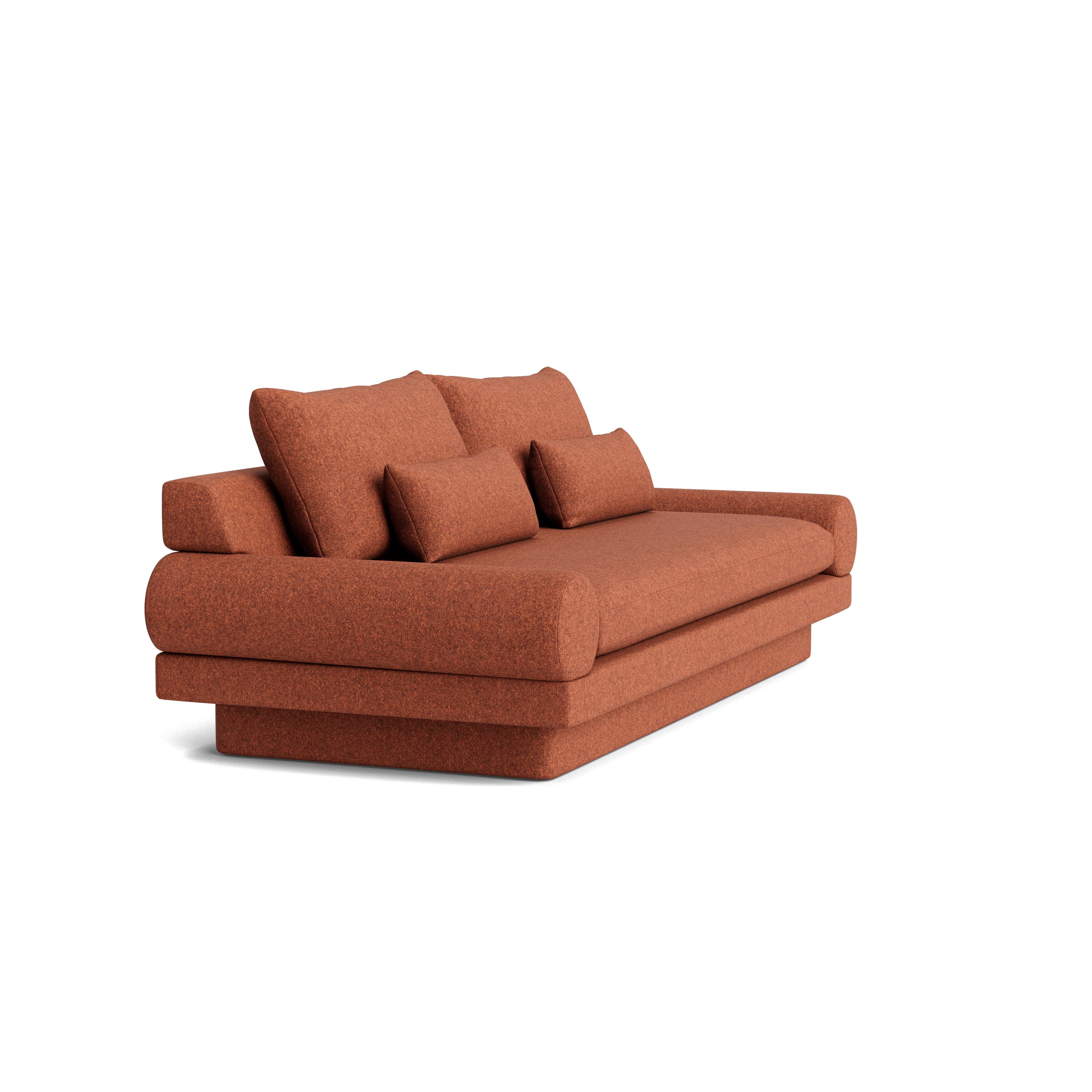 Americano Divano retrò con bracci a rotelle e base a zoccolo imbottita  in Maharam Beck in vendita