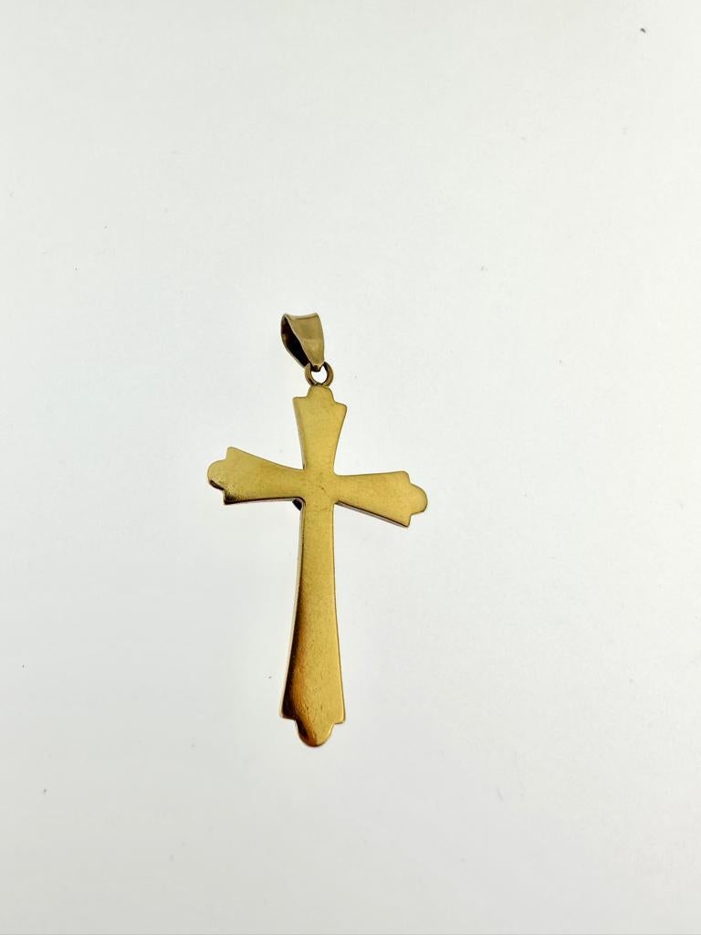 Women's or Men's Retro Romanian Cross 18 Karat Yellow Gold  For Sale