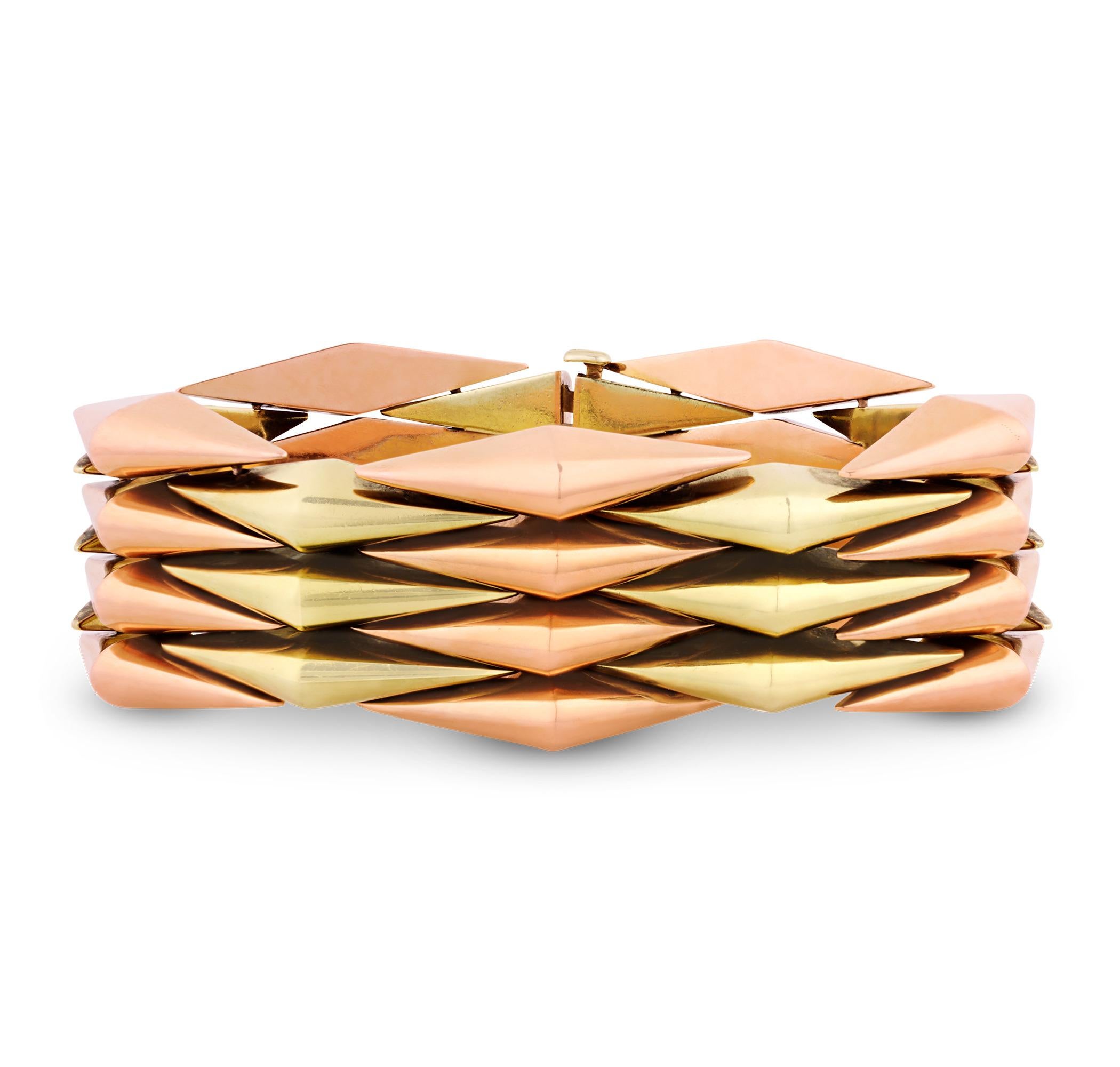 Pulsera retro de oro rosa y amarillo en Bueno estado para la venta en New Orleans, LA