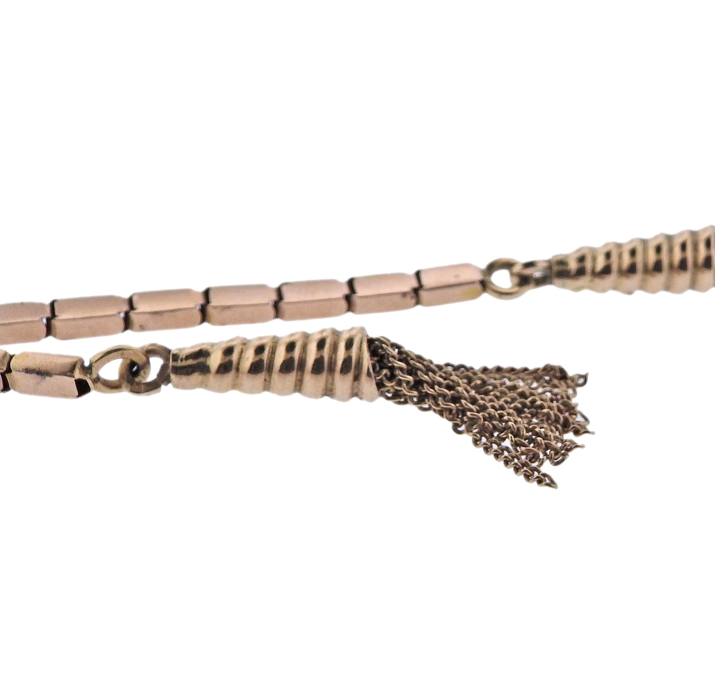 Rétro Retro Rose Gold Long Tassel Necklace en vente