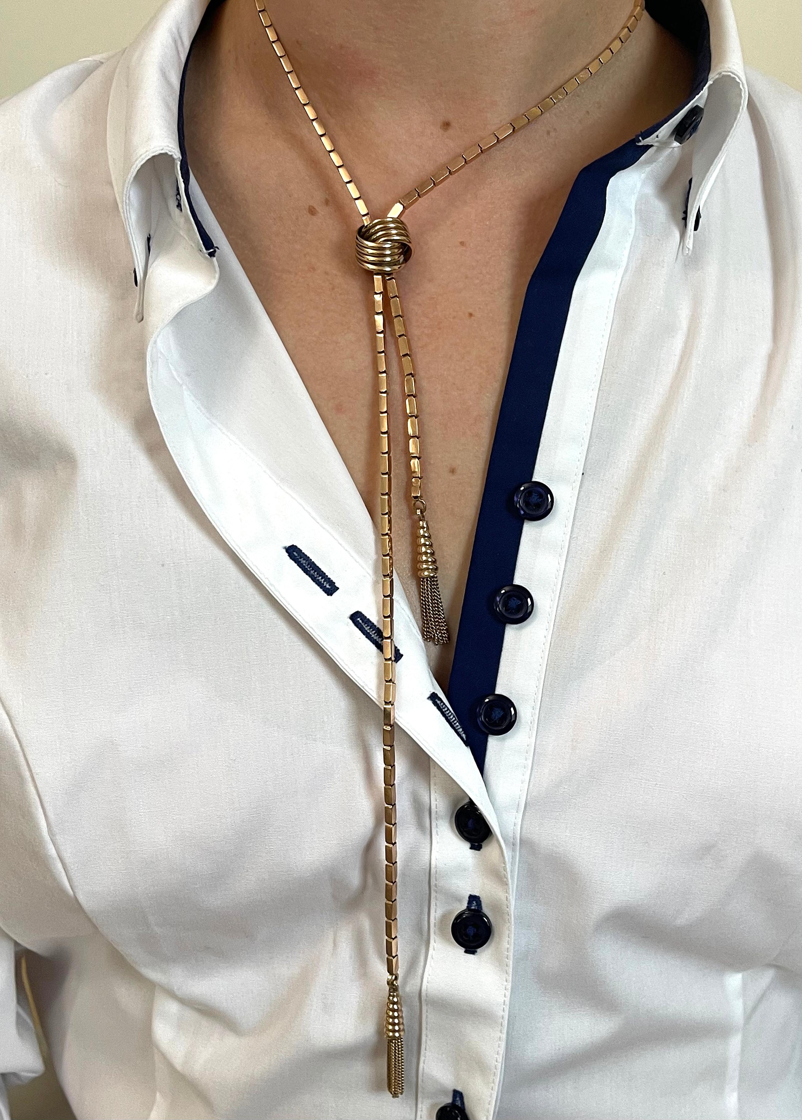 Women's Retro Rose Gold Long Tassel Necklace For Sale