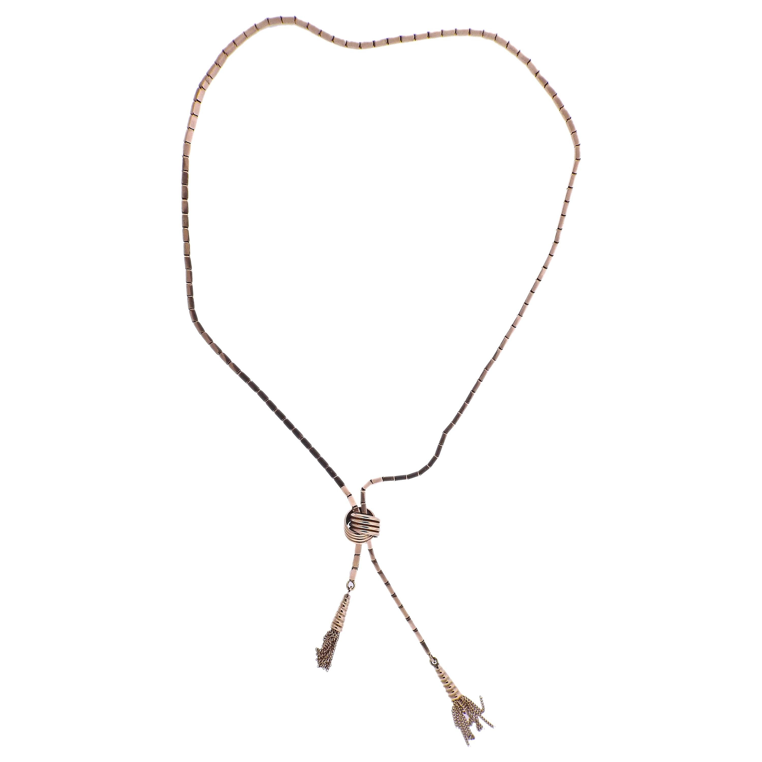 Retro Rose Gold Long Tassel Necklace en vente