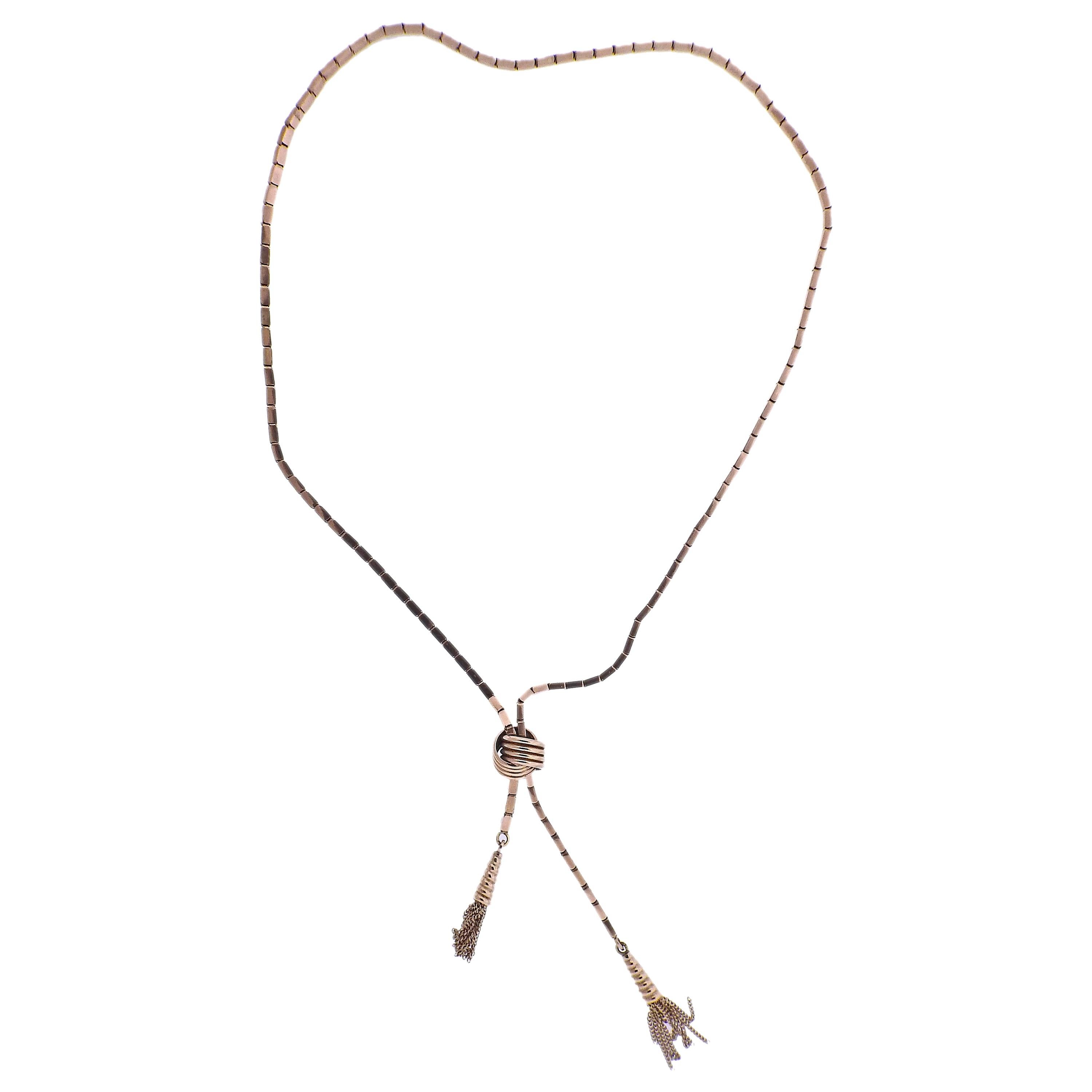 Retro Rose Gold Lange Quastenkette im Angebot