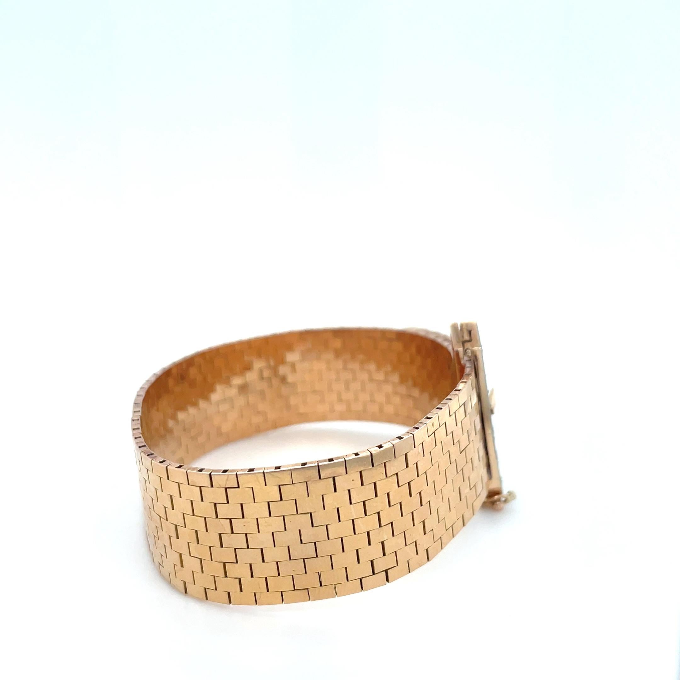 Single Cut Retro, Rose Gold, Platinum and Diamond Belt Buckle Bracelet