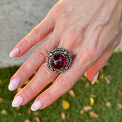 Retro Rubellite Tourmaline Diamond 18 Karat Yellow Gold Cocktail Ring Vintage