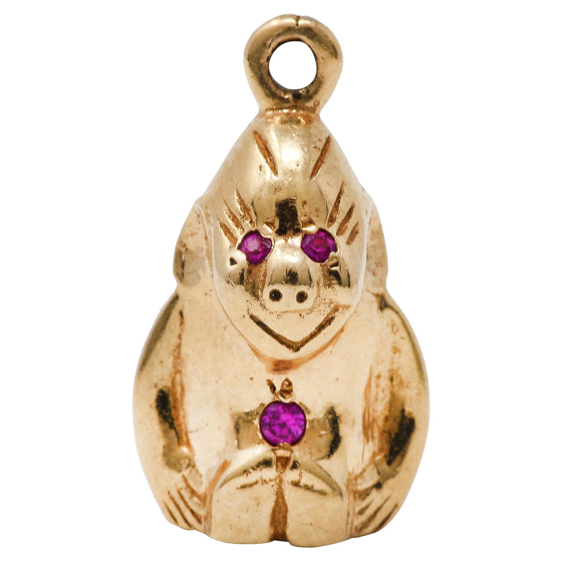 Retro Ruby 14 Karat Gold Gorilla Charm