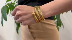 Retro Ruby 18k Yellow Gold Flexible Coiled Snake Bracelet