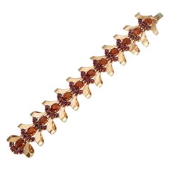 Bracelet rétro en or, rubis et citrine