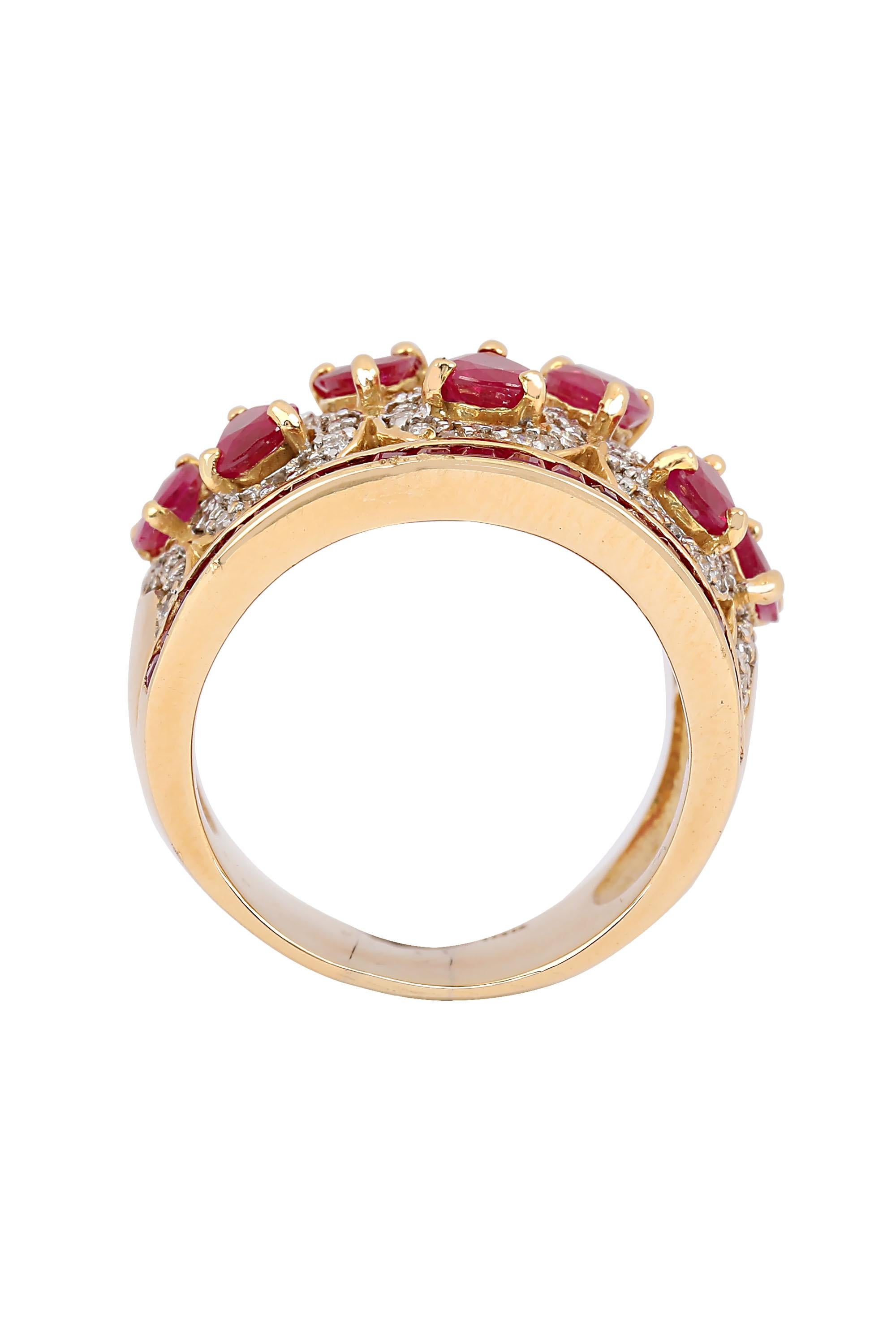 Pear Cut Retro Ruby and Diamond Ring For Sale