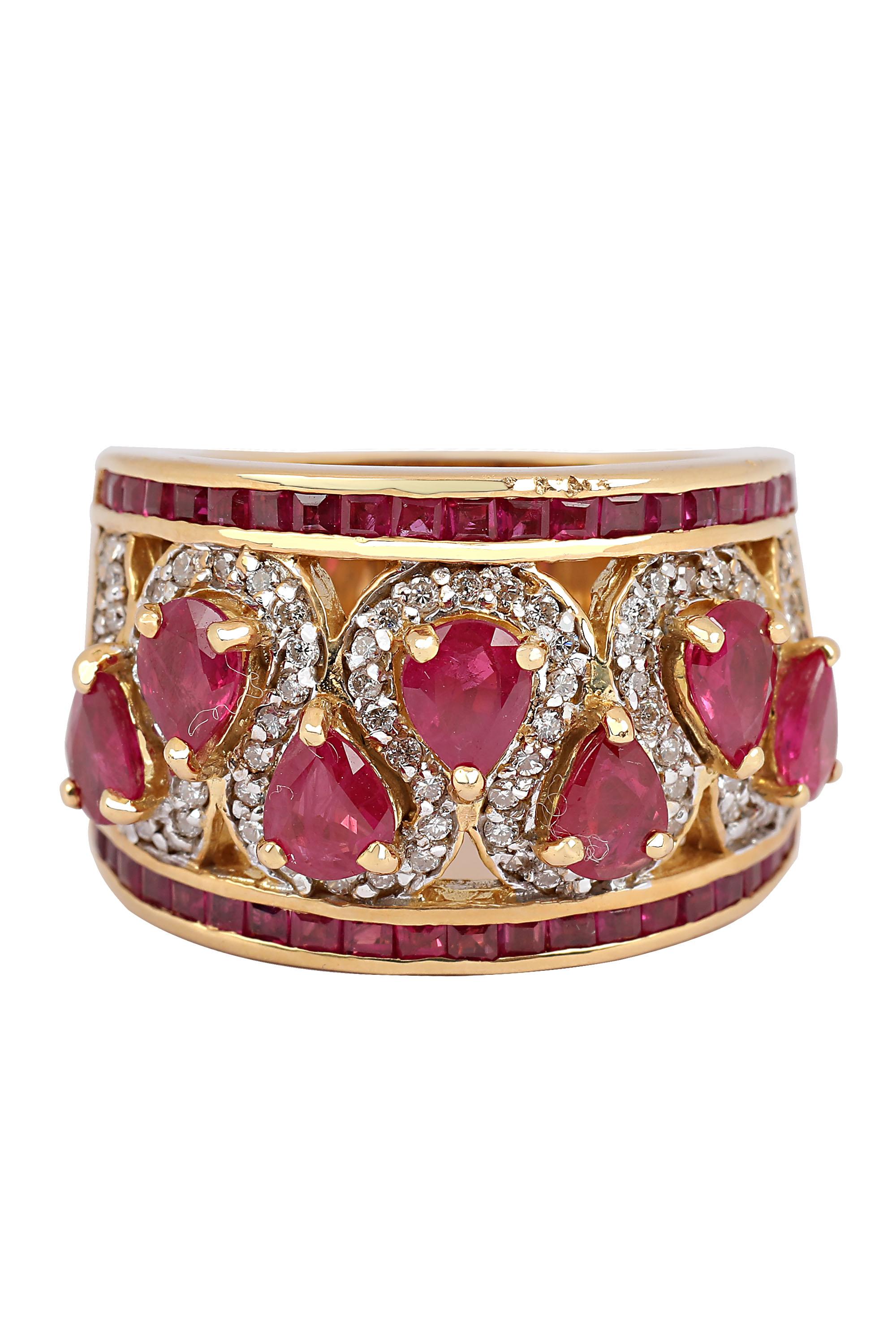 Retro Ruby and Diamond Ring In Good Condition For Sale In beverly hills, CA