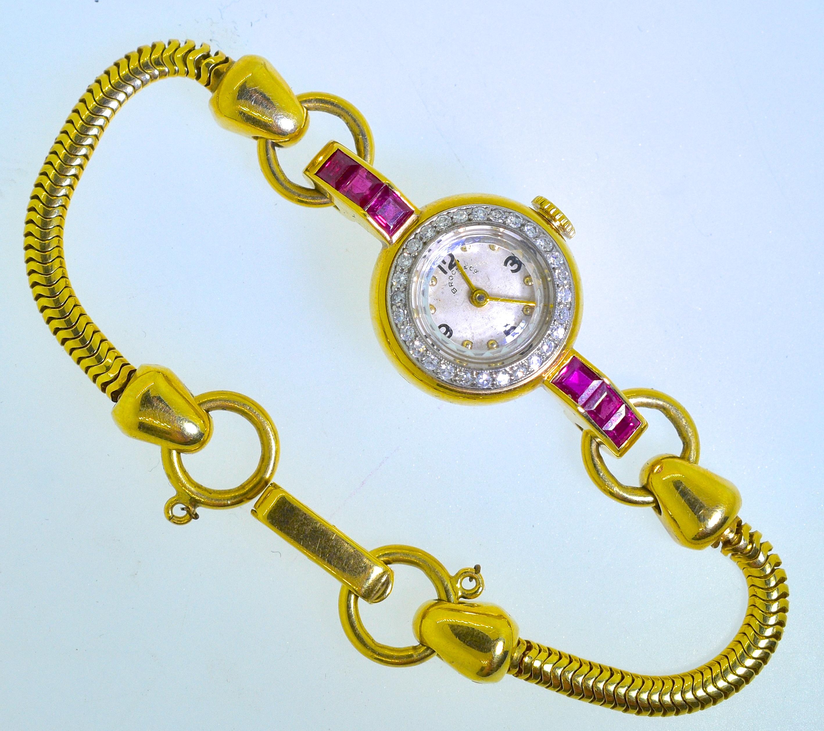 Retro Ruby and Diamond Wristwatch, circa 1950 1