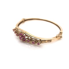 Retro Ruby Cluster Gold Bangle