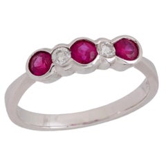 Retro Rubin-Diamant 18k Weißgold Ewigkeitsring