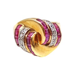 Retro Ruby Diamond Gold Platinum Ring