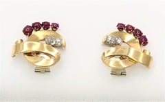 Retro Ruby Diamond Statement Earrings