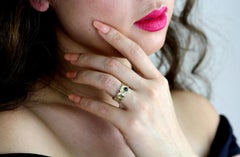 Retro, Ruby & Sapphire Band Ring in Textured 14 K Gold Mesh with Polished Edges