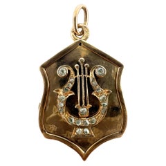 Retro Russian 14K Rose Gold Diamond Pendant Locket