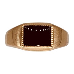 Signet rétro russe en or rose 14 carats et onyx pour homme, c. 1950