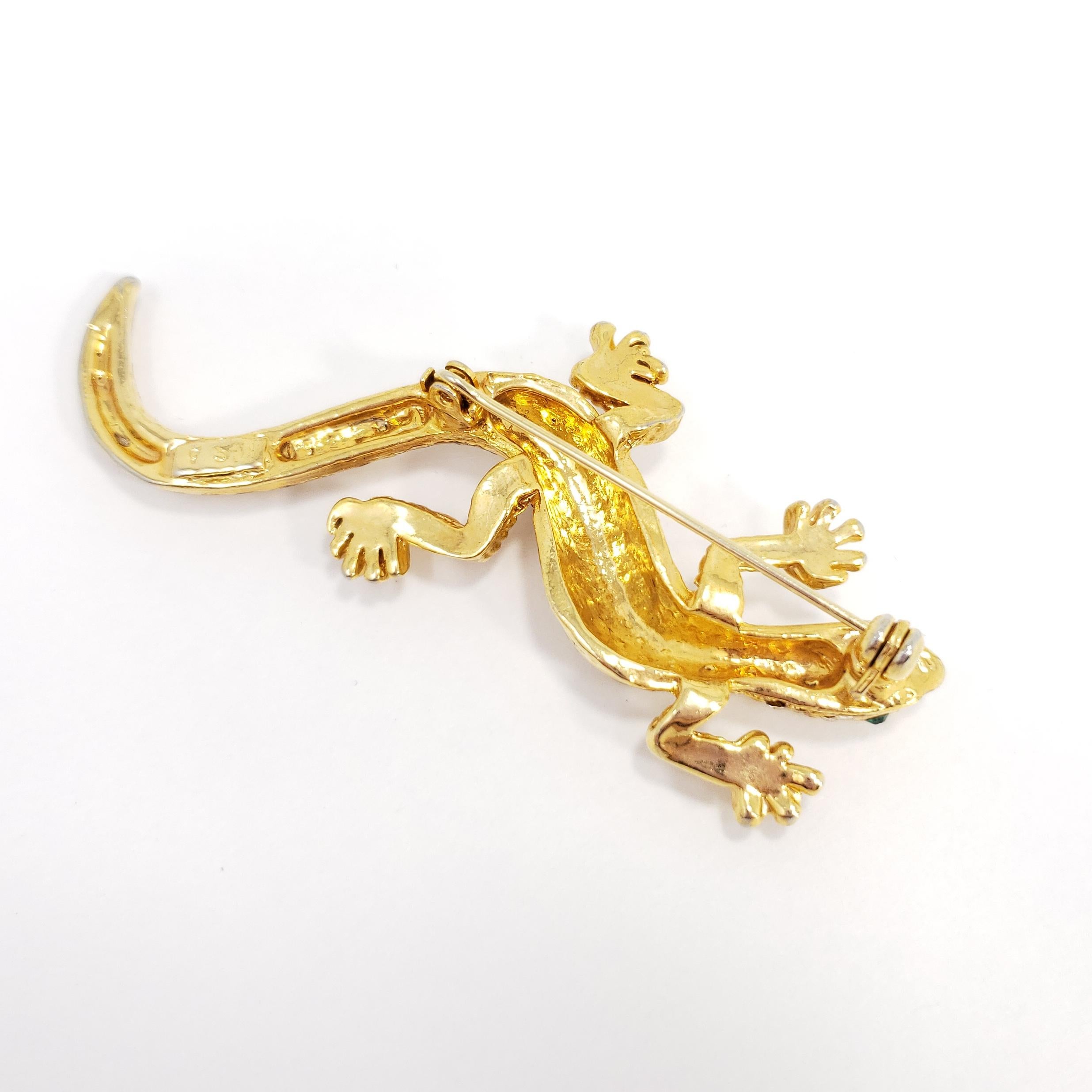 Rétro Broche rétro Salamander en or, vintage, milieu des années 1900, États-Unis en vente