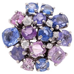 Retro Sapphire 14k White Gold Cocktail Ring