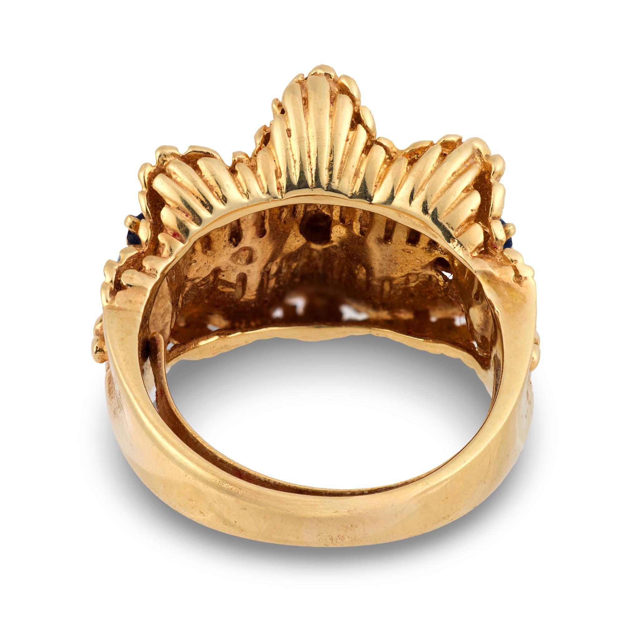 Retro Saphir 14k Gelbgold Ring im Angebot 1