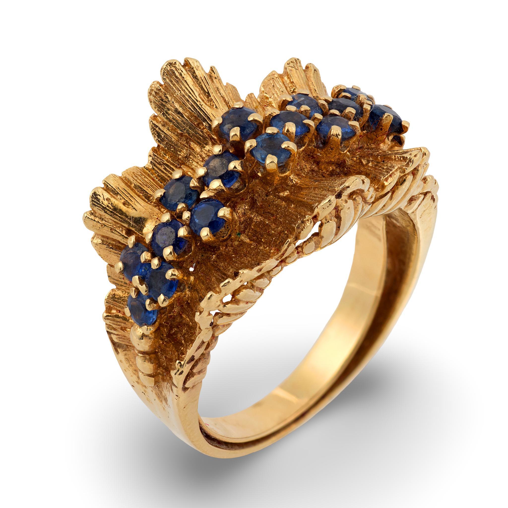 Retro Saphir 14k Gelbgold Ring im Angebot 3