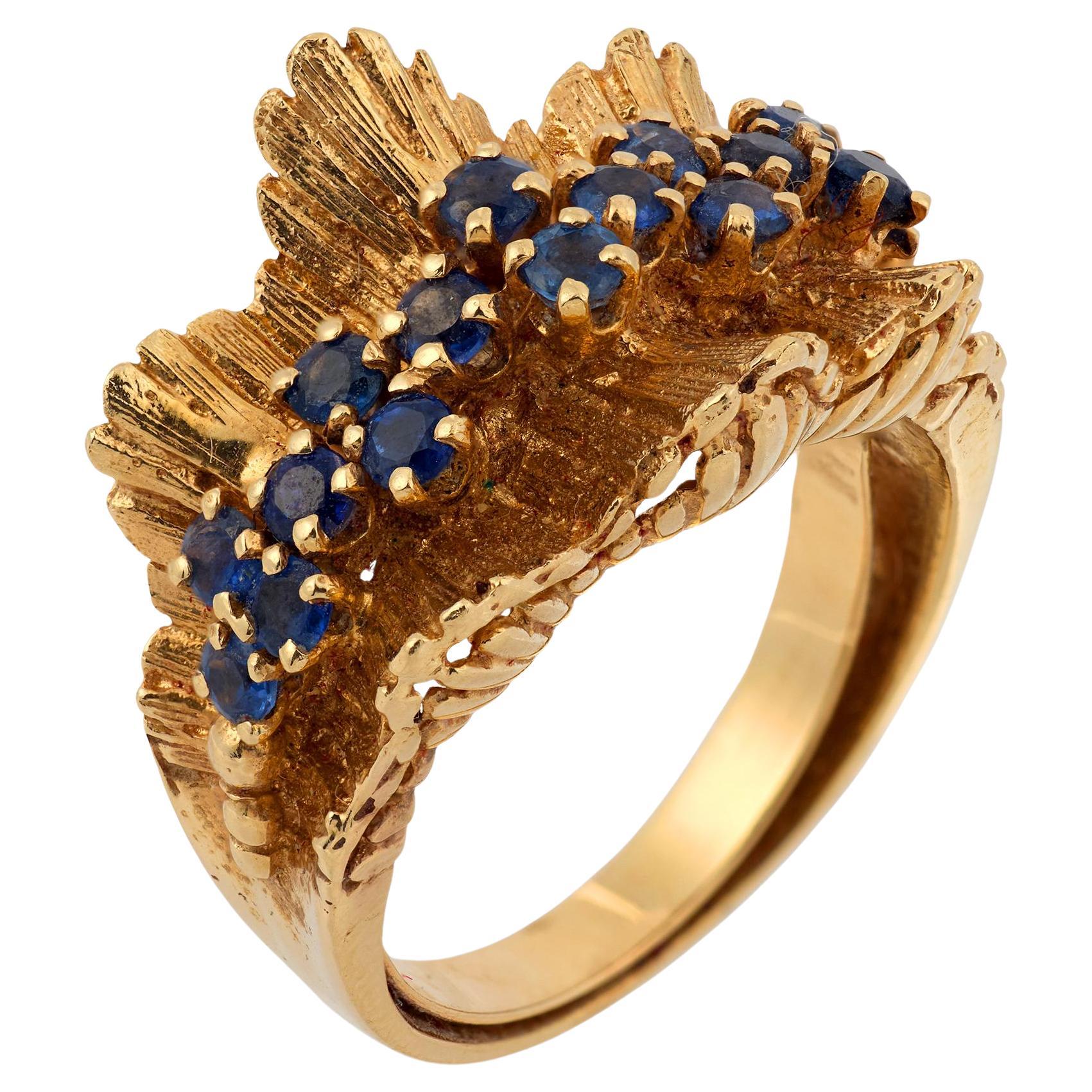 Retro sapphire 14k yellow gold ring