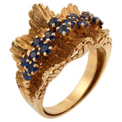 Retro sapphire 14k yellow gold ring