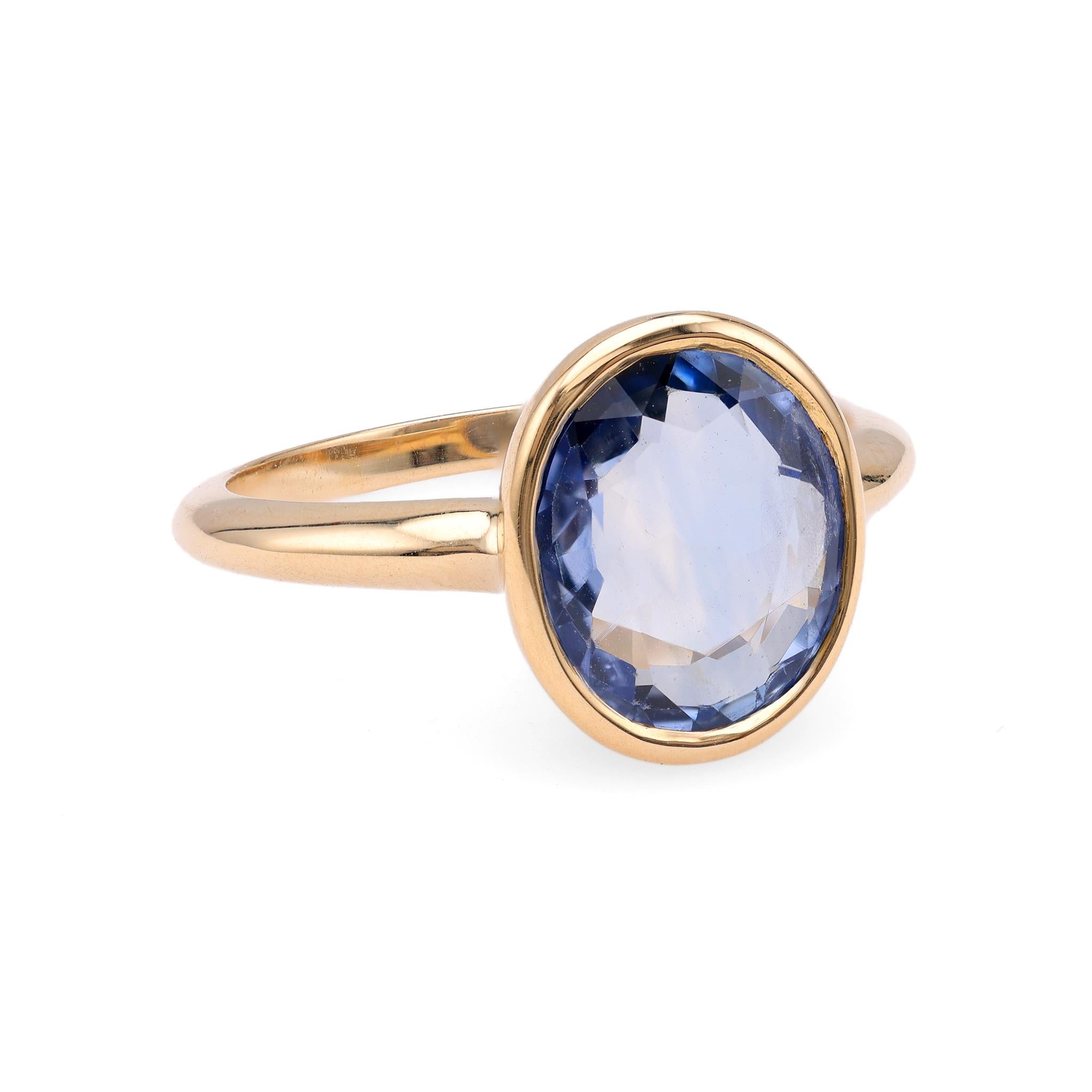 Retro Sapphire 14k Yellow Gold Solitaire Ring In Good Condition For Sale In Beverly Hills, CA